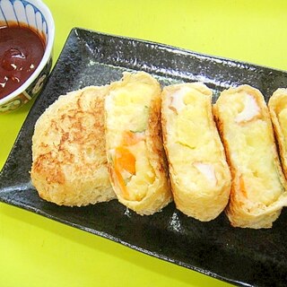 ポテトサラダの油揚げ詰め焼き